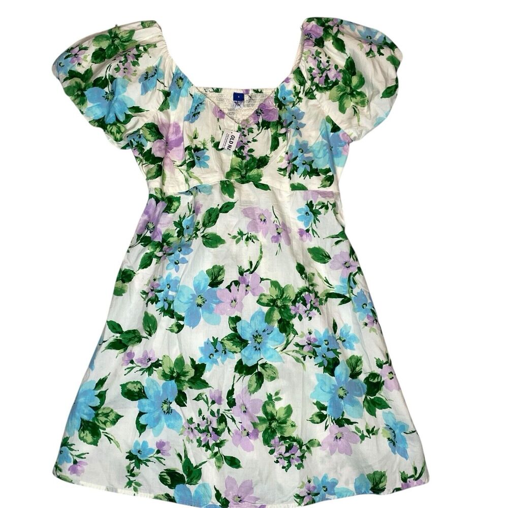Old Navy Babydoll Puff Sleeve Mini Dress S Cottagecore‎ Floral Spring Fairycore